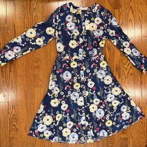Talbots Kids Floral Dress - Navy and Yellow